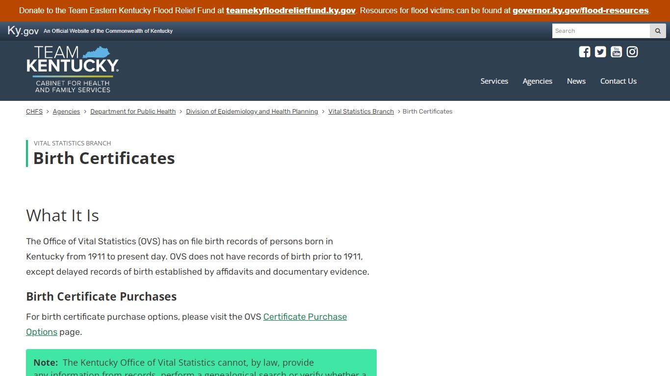 Birth Certificates - Cabinet for Health and Family Services - Kentucky